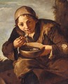 A Seated Young Boy Eating Soup - (after) Giacomo Francesco Cipper