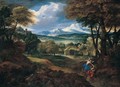 Classical Landscape With Elijah And The Angel - (after) Carlo Antonio Tavella, Il Solfarola