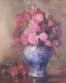 Still Life Of Roses In A Blue Vase - Madelaine Levee