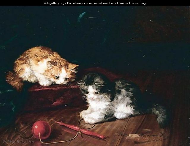 Kittens Playing - Alfred Brunel De Neuville