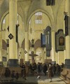 An Interior Of A Protestant Gothic Church With Figures During A Sermon - Hendrick Van Streek