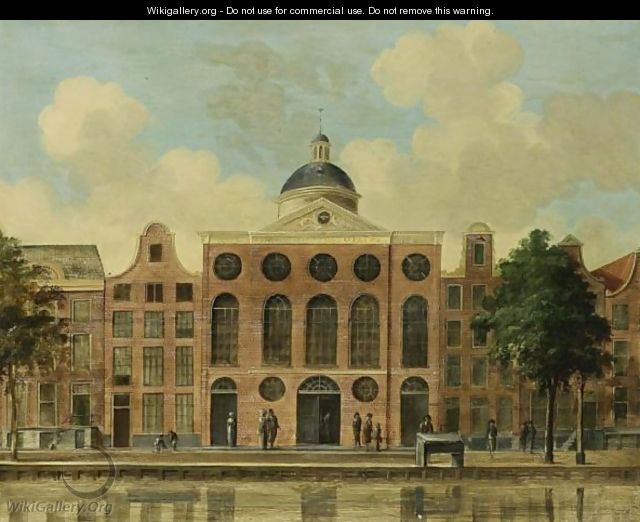 Amsterdam A View Of The De Duif Church On The Prinsengracht - Frederikus Theodorus Renard