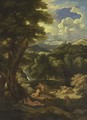A Pastoral Landscape With Shepherds And Their Sheep Resting, A Waterfall Beyond - Pieter the Younger Mulier (Tampesta, Pietro)