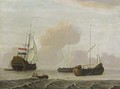 A Dutch Ship And Two Fishing Boats In A Moderate Breeze At Sea - (after) Adam Silo