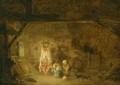 A Barn Interior With Three Children Playing With A Pig's Bladder - Isaack Jansz. van Ostade