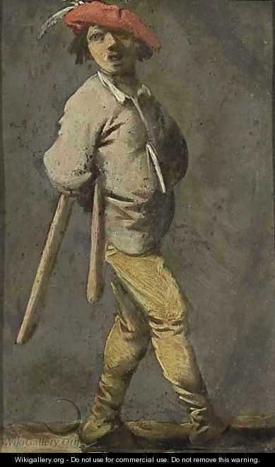 A Standing Man With A Flail - (after) Pieter Jansz. Quast