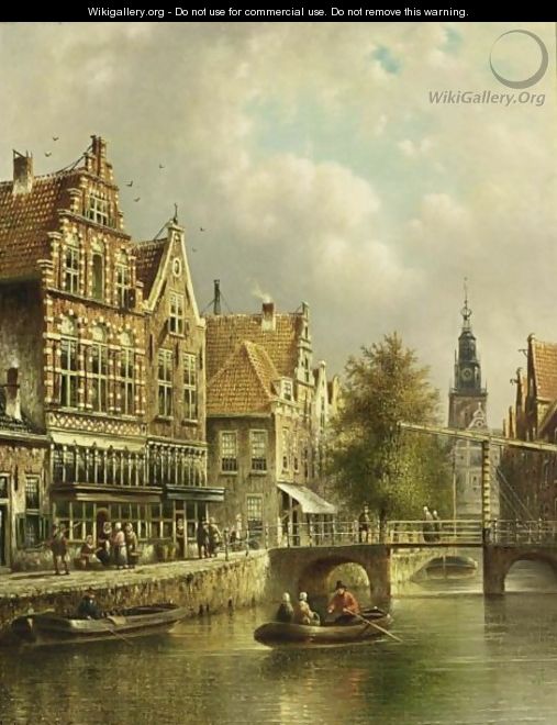 A View Of The Groenburgwal With The Zuiderkerk In The Distance, Amsterdam - Johannes Franciscus Spohler
