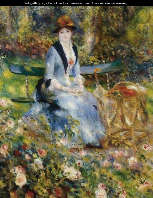 Dans Les Roses (Madame Leon Clapisson) - Pierre Auguste Renoir