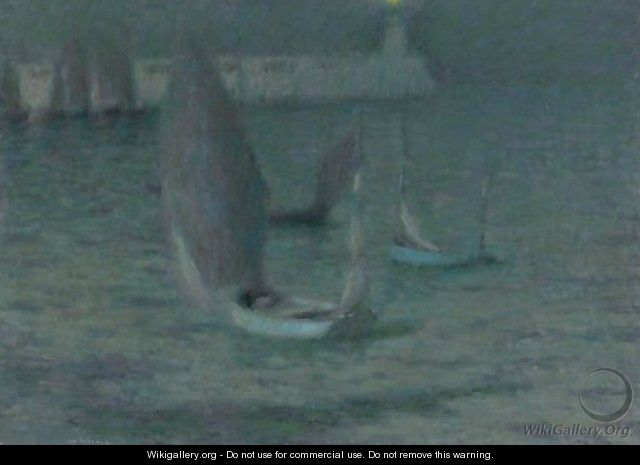 Les Barques Au Clair De Lune, Le Treport - Henri Eugene Augustin Le Sidaner