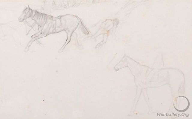 Etude Pour Le Jockey Blesse Un Cheval Deleste De Son Cavalier Et Un Cheval Monte - Edgar Degas