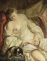 A Half-Naked Lady Reclining Together With A Dog - (after) Jean Baptiste Henri Deshayes De Colleville