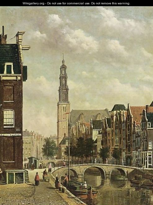 A View Of The Prinsengracht With The Westerkerk, Amsterdam - Oene Romkes De Jongh