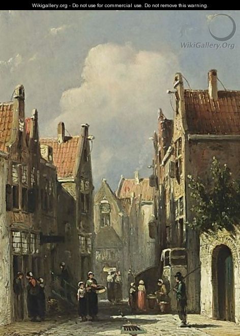 Villagers In The Streets Of A Dutch Town 4 - Pieter Gerard Vertin