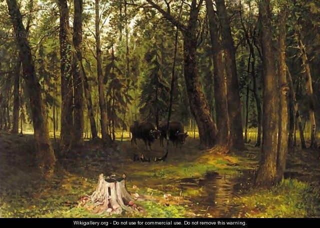Bison In The Woods - Yakov Ivanovich Brovar