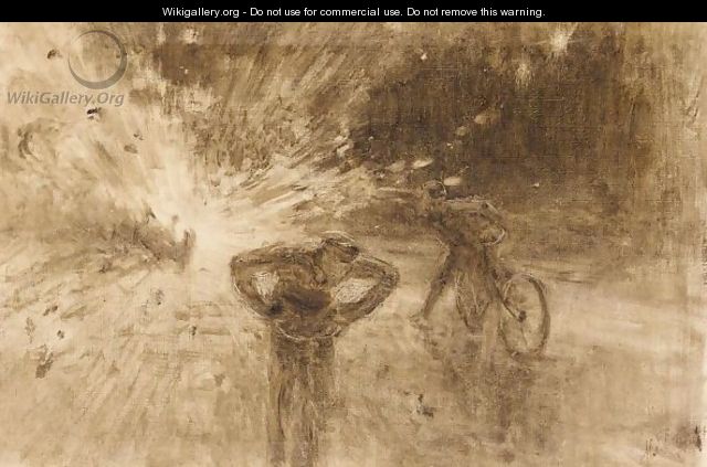 Monochrome Sketch Of The Terrorist Attack In 1916 On King Albert I Of Belgium - Ilya Efimovich Efimovich Repin