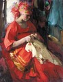 Russian Beauty At Her Embroidery - Abram Efimovich Arkhipov