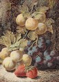 Still Life Of Plums, Grapes And Strawberries - Oliver Clare