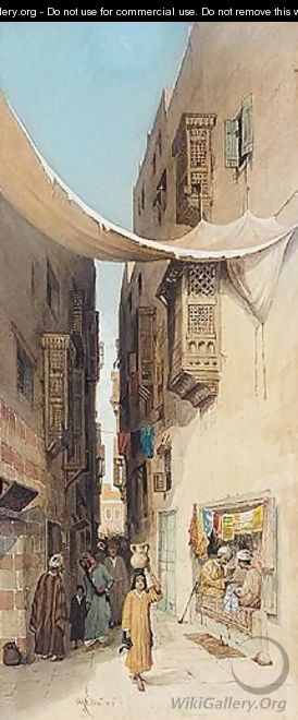 Figures On A Street In Cairo - Robert Magnus Chevalier