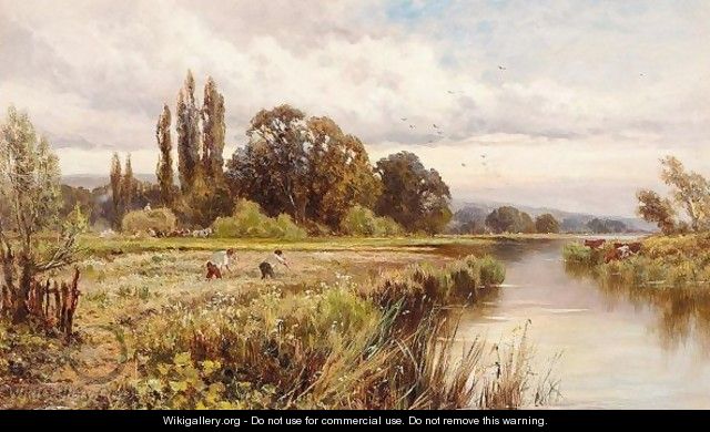 Haymaking By The Thames - Henry Hillier Parker