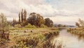 Haymaking By The Thames - Henry Hillier Parker