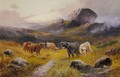 Highland Cattle In A Mountainous Landscape - Charles W. Oswald