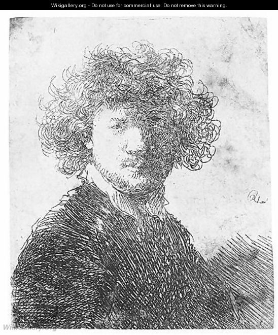 Self Portrait With Curly Hair And White Collar Bust 2 - Rembrandt Van Rijn
