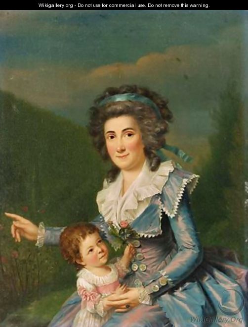 Portrait De Femme En Robe Avec Son Enfant - Franz Peter Joseph Kymli