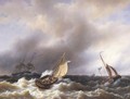 Sailing Vessels In Rough Seas - Petrus Jan Schotel