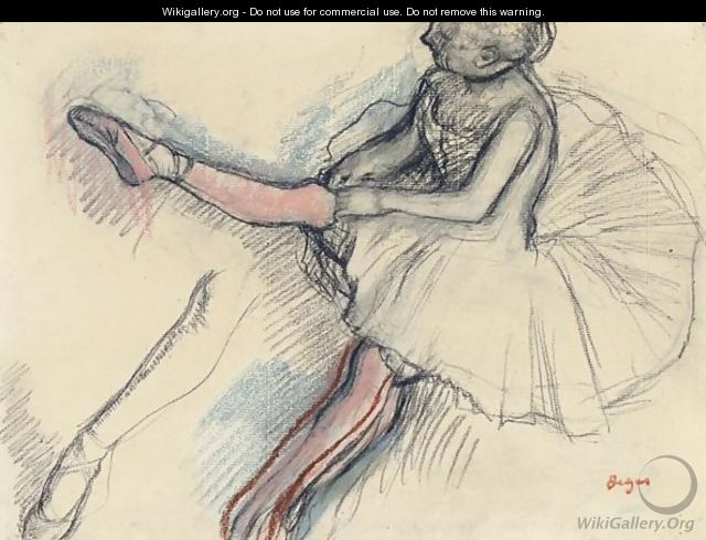 Danseuse Rajustant Son Collant - Edgar Degas