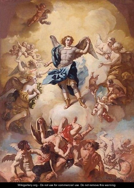 The Archangel Michael Vanquishing Satan - (after) Giacinto Calandrucci