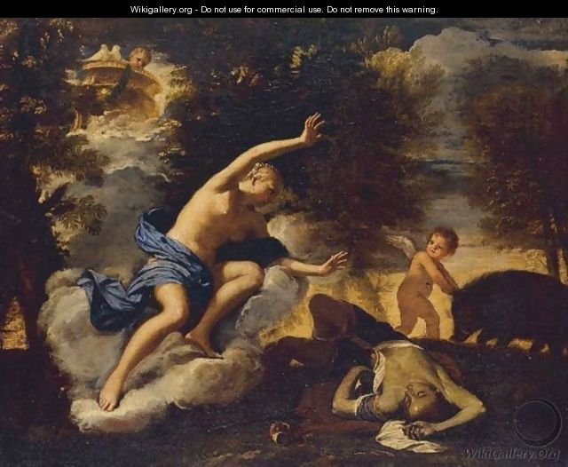 Venus And Adonis - Roman School