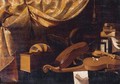 Still Life Of Musical Instruments And Books All Resting On A Table - Bartolomeo Bettera