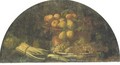 Still Life Of Pears, Apples And Grapes In A Bowl And On A Platter With A Cabbage And Asparagus, All Resting On A Ledge - (after) Giuseppe Antonio Pianca