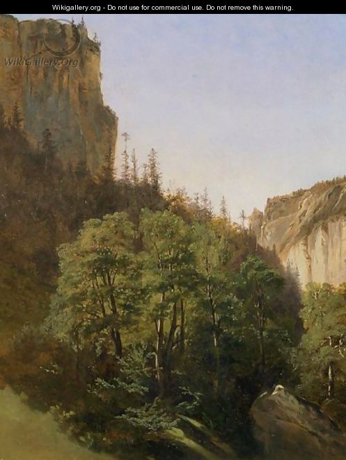 Woods And Rocky Cliffs - Alexandre Calame