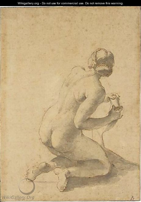 Study Of A Kneeling Female Nude - Giovanni Battista (Baciccio) Gaulli