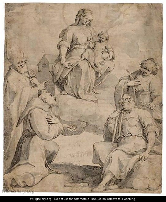 The Virgin And Child In Glory With St. Francis, St. Agnes, A Pilgrim Saint And A Bishop Saint - Giovanni Battista (Il Malosso) Trotti