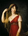 Portrait Of A Young Lady, Possibly The Hon. Charlotte Dillon, Three-Quarter Length Standing, Dressed In Imperial Style With A Red Stole And A Veil - Elisabeth Vigee-Lebrun