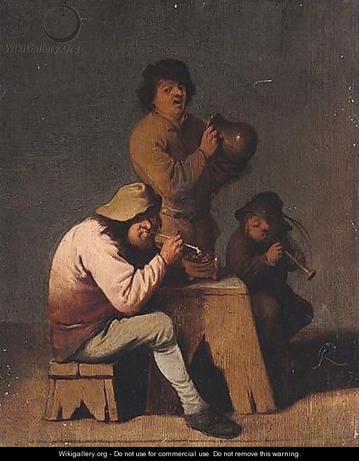 Interior With Boors Smoking, Drinking And Playing Music - Pieter Jansz. Quast