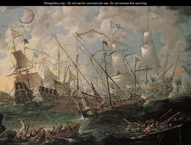 A Sea Battle Between Moors And Christians - Gaspard van Eyck