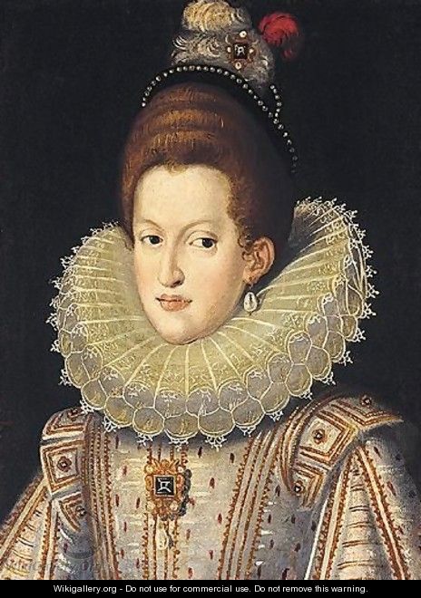 Portrait Of Margaret Of Austria, Half Length, Wearing A White Ruff - Frans, the Younger Pourbus