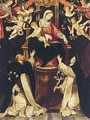 The Madonna Of The Rosary With Saints Dominic And Catherine - Bolognese School