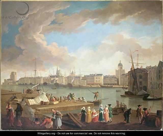 View Of The Port Of La Rochelle, From La Petite Rive - (after) Claude-Joseph Vernet