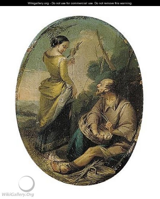 A Young Lady With A Distaff And An Old Man Weaving A Basket - Francesco Zugno