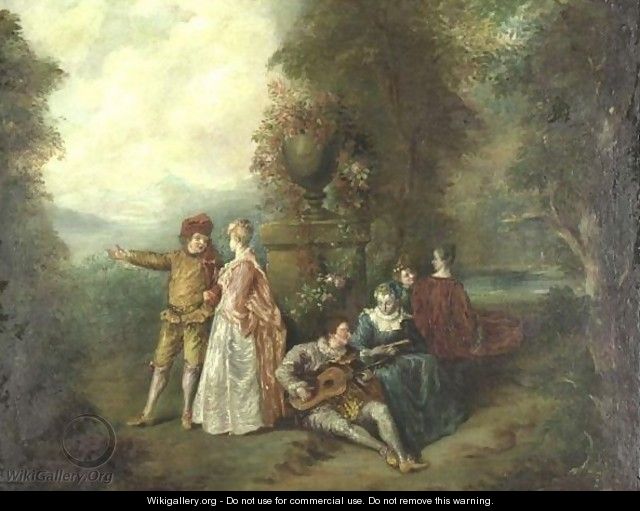 An Elegant Musical Party - (after) Watteau, Jean Antoine