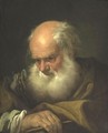 Portrait Of An Old Bearded Man Holding A Book - (after) Giovanni Battista Piazzetta