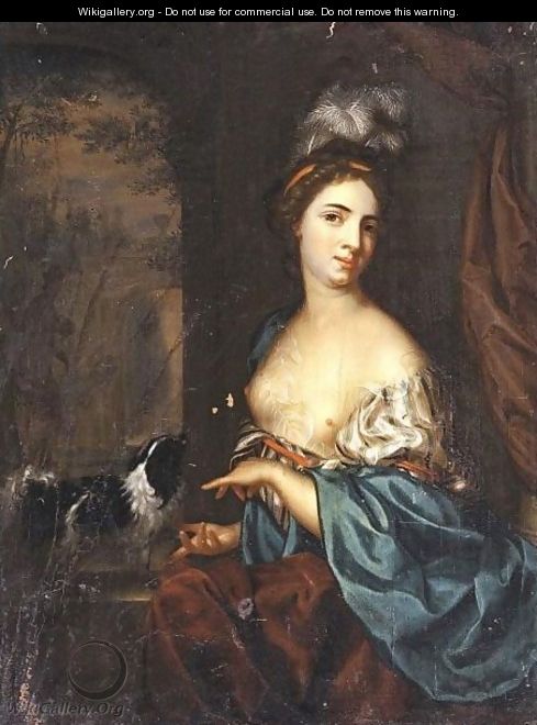 Portrait Of A Young Woman With A Dog - Margaretha Wulfraet