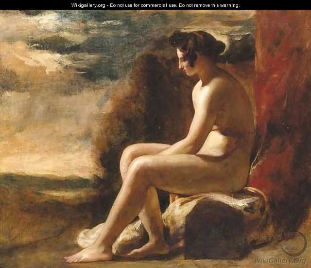 Seated Female Nude In A Landscape - William Etty