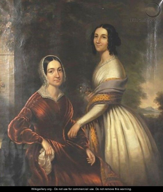 Portrait Of Two Ladies - English School