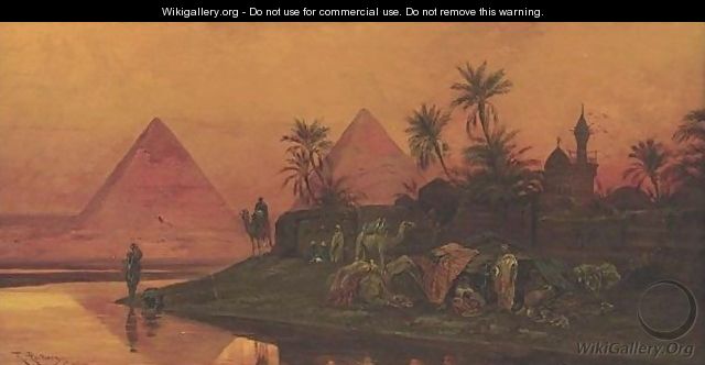 Sunset Over The Pyramids - Friedrich Perlberg