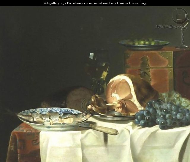 Still Life With Wine And Food On A Table - Dutch School